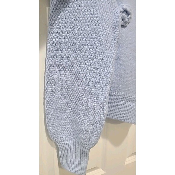 NWT Jessica Simpson Crop Powder Blue Floral Applique Boho Sweater Sz S - Picture 3 of 7